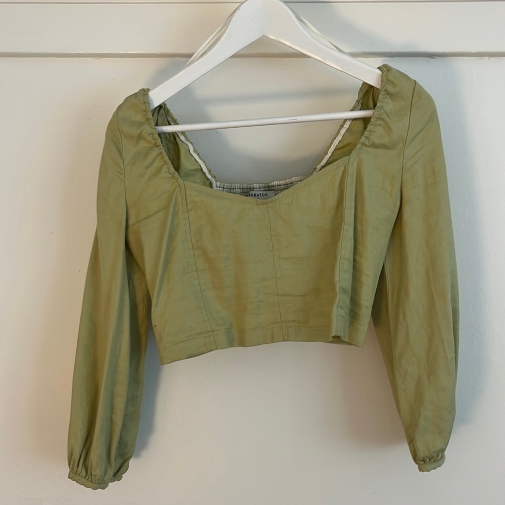 Babaton Linen Tank - Aritzia Green Long Sleeve